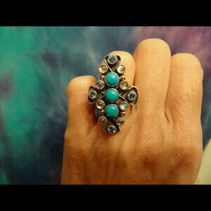 VINTAGE NICKY BUTLER LIMITED EDITION TURQUOISE MOONSTONE TOPAZ RING